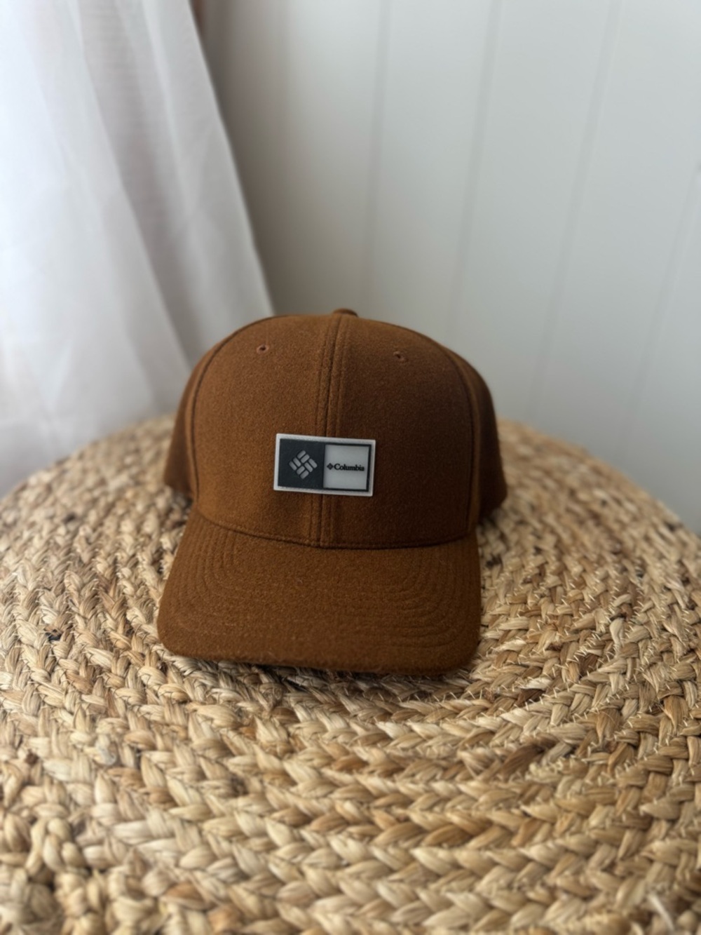 Columbia Brown Solid Wool Blend Baseball Cap Hat Men's Classic Style Flex Fit